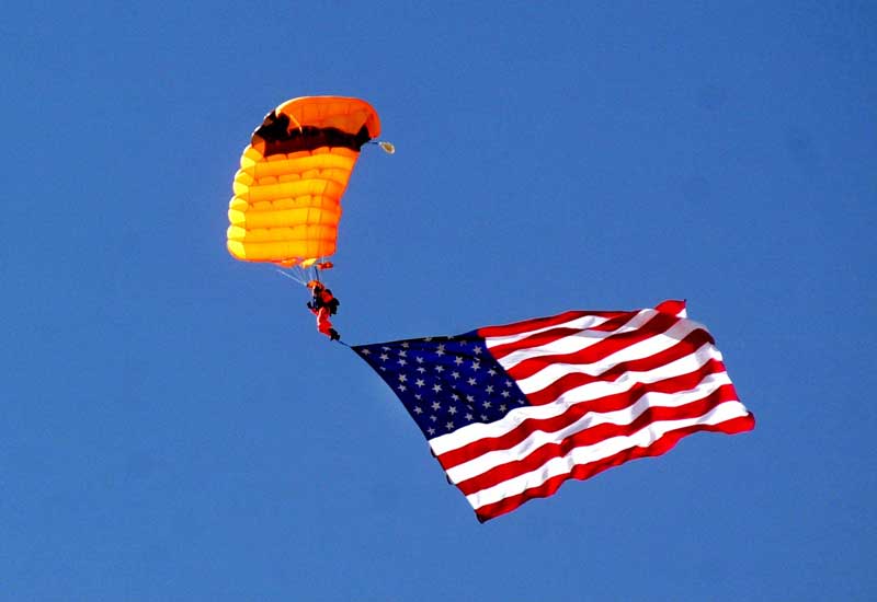 Mike jumping a 600 sq. ft. flag at 9-11 ceremony